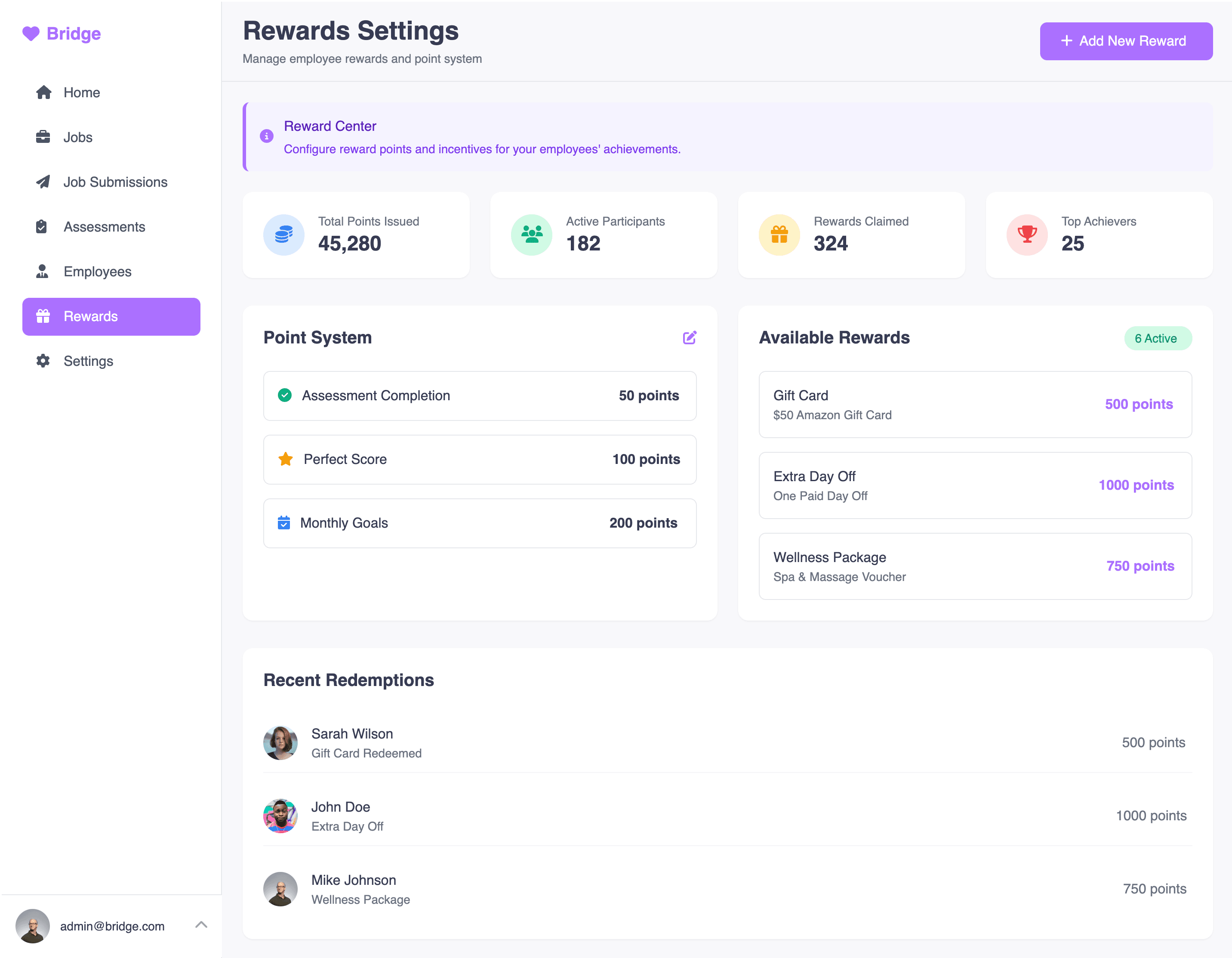 Caregiver rewards platform interface showing point system and redemption options